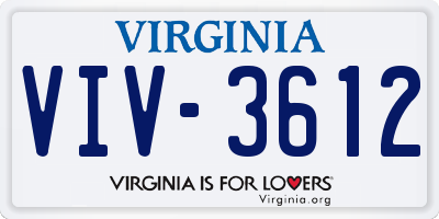 VA license plate VIV3612