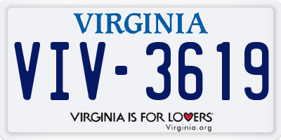 VA license plate VIV3619