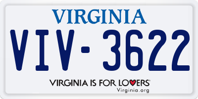 VA license plate VIV3622