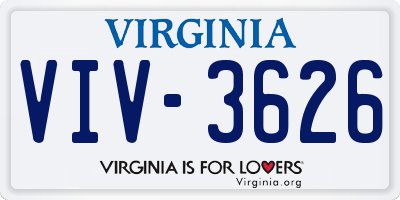 VA license plate VIV3626