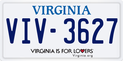 VA license plate VIV3627