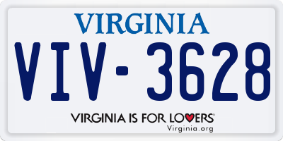 VA license plate VIV3628