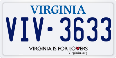 VA license plate VIV3633