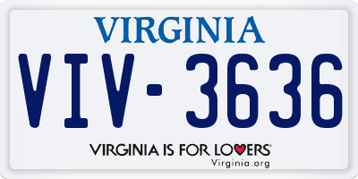 VA license plate VIV3636
