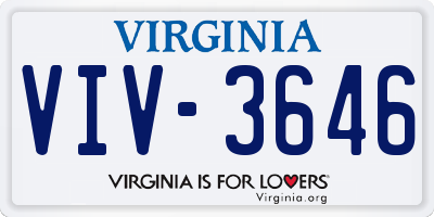 VA license plate VIV3646