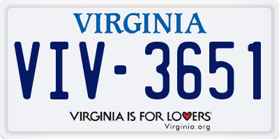VA license plate VIV3651