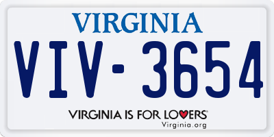 VA license plate VIV3654