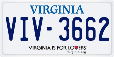 VA license plate VIV3662