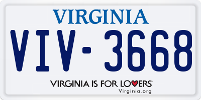 VA license plate VIV3668