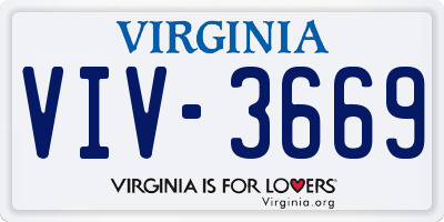 VA license plate VIV3669