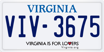 VA license plate VIV3675