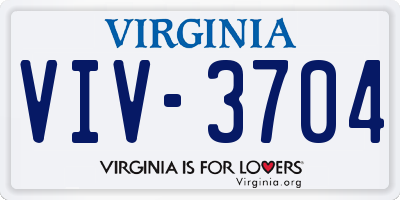 VA license plate VIV3704