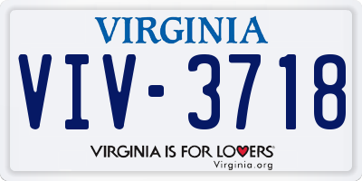 VA license plate VIV3718