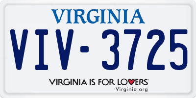 VA license plate VIV3725