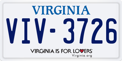 VA license plate VIV3726