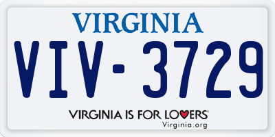 VA license plate VIV3729