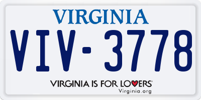 VA license plate VIV3778