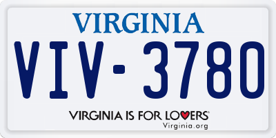 VA license plate VIV3780