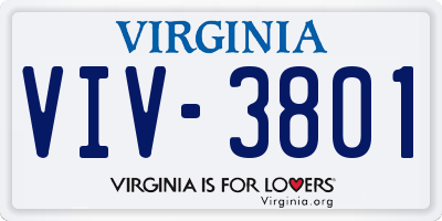 VA license plate VIV3801