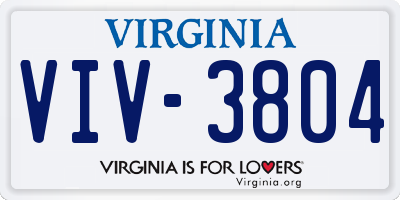 VA license plate VIV3804