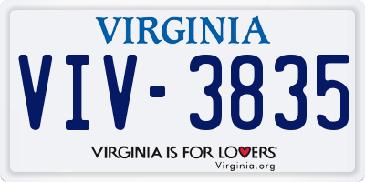 VA license plate VIV3835