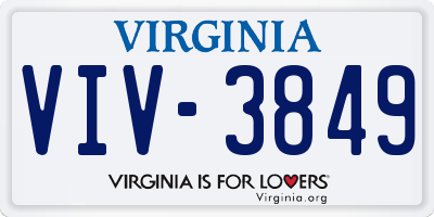 VA license plate VIV3849