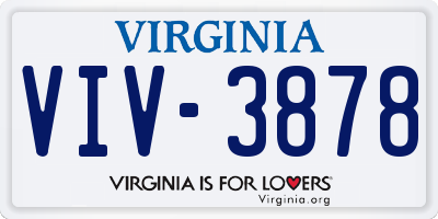 VA license plate VIV3878