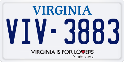 VA license plate VIV3883