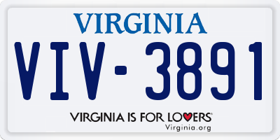 VA license plate VIV3891