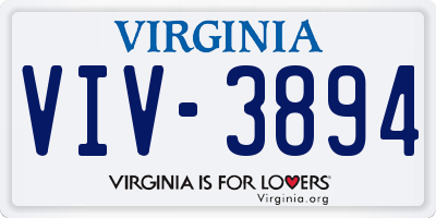 VA license plate VIV3894