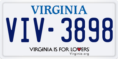VA license plate VIV3898