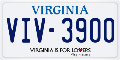 VA license plate VIV3900
