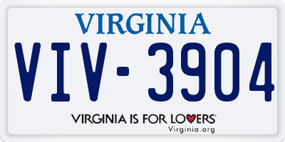 VA license plate VIV3904