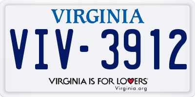 VA license plate VIV3912
