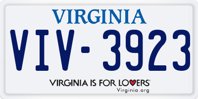 VA license plate VIV3923