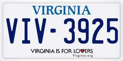 VA license plate VIV3925