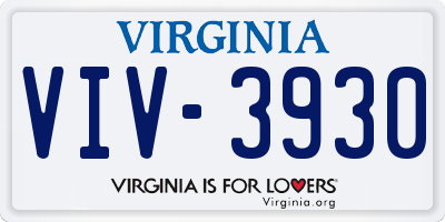 VA license plate VIV3930