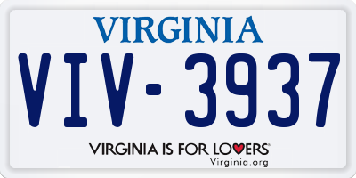 VA license plate VIV3937