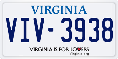 VA license plate VIV3938