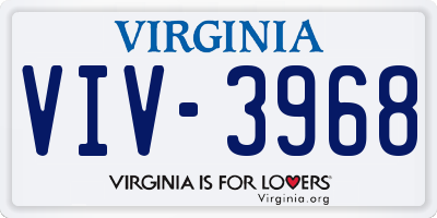 VA license plate VIV3968