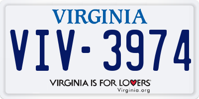 VA license plate VIV3974