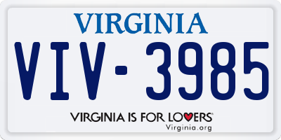 VA license plate VIV3985