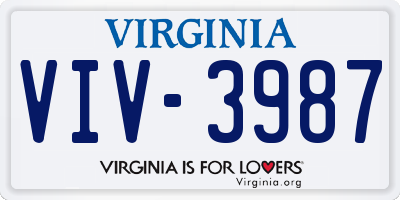 VA license plate VIV3987