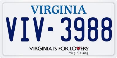 VA license plate VIV3988