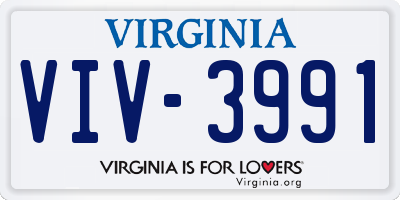 VA license plate VIV3991