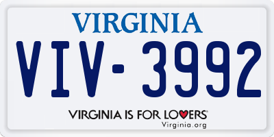 VA license plate VIV3992