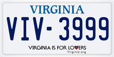 VA license plate VIV3999