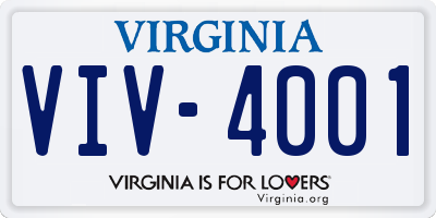 VA license plate VIV4001