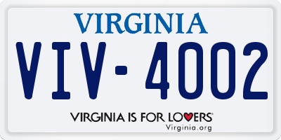 VA license plate VIV4002