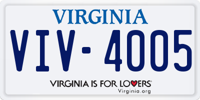 VA license plate VIV4005